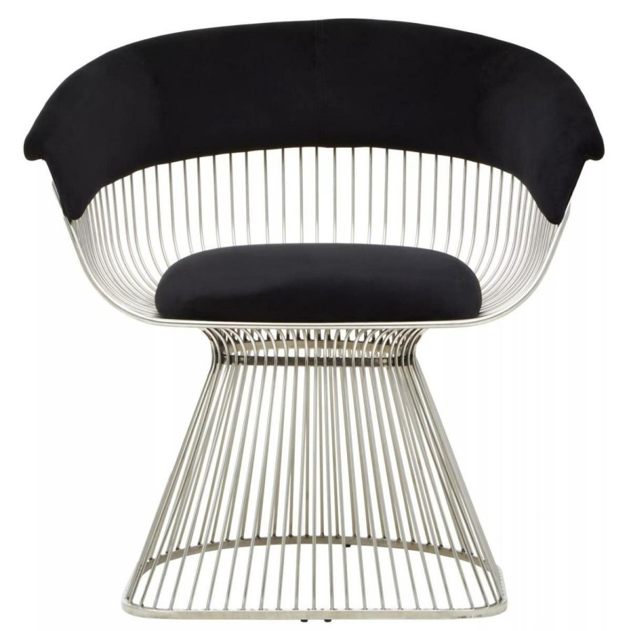 FURNITURE Fifty Five South Seating | Vogue Black And Silver Velvet Chair