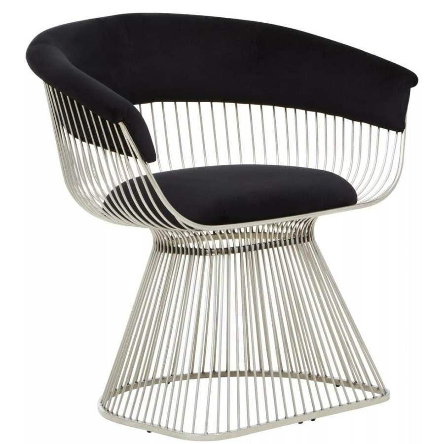 FURNITURE Fifty Five South Seating | Vogue Black And Silver Velvet Chair