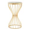 FURNITURE Fifty Five South Side Tables | Templar White Marble Pinched Base Iron Table