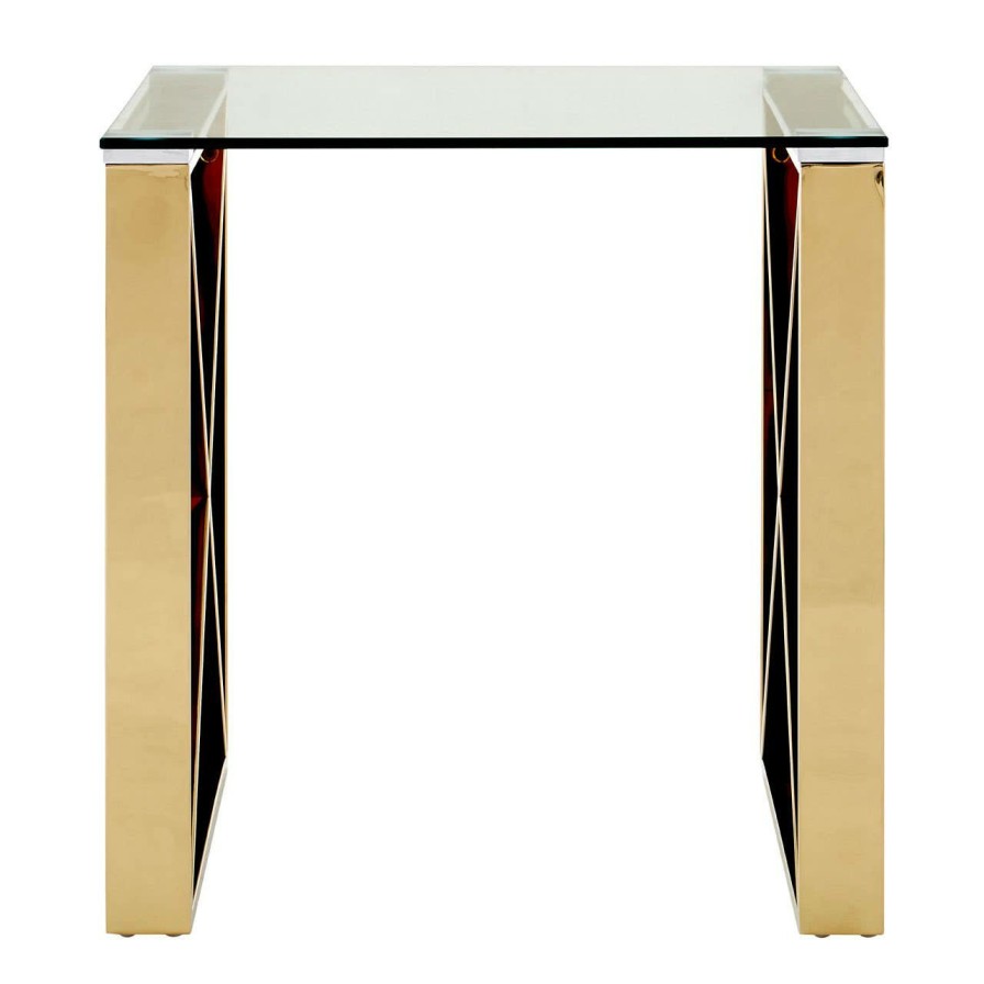 FURNITURE Premier Side Tables | Allure Champagne Gold Cross Legs End Table
