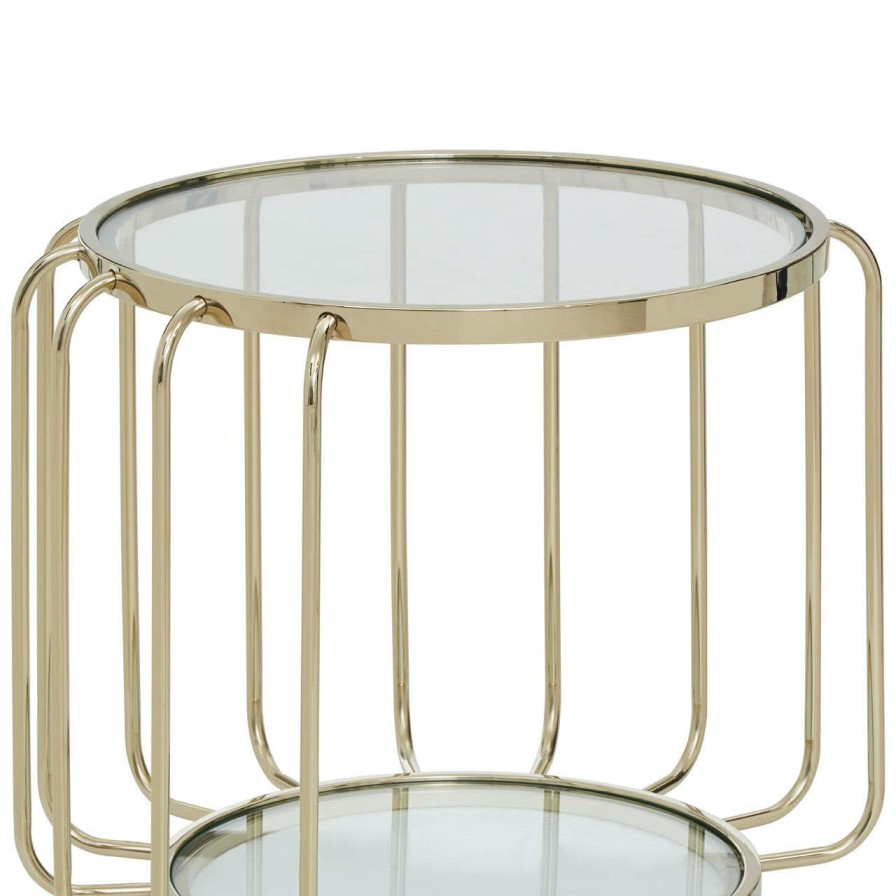 FURNITURE Fifty Five South Side Tables | Oria Warm Metallic Side Table With Glass Top