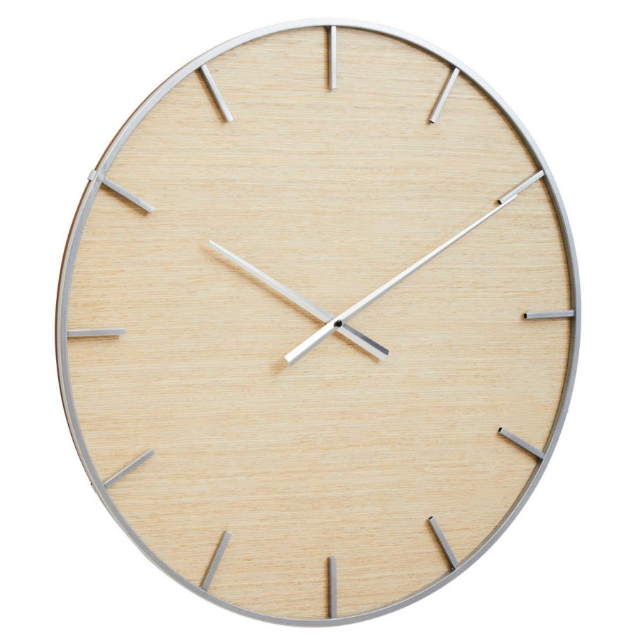 Accessories Fifty Five South Wall Clocks | Kent Silver And Natural Wall Clock