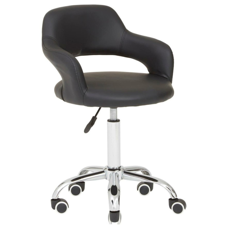 FURNITURE Premier Seating | Black Pu Home Office Chair With Curved Back
