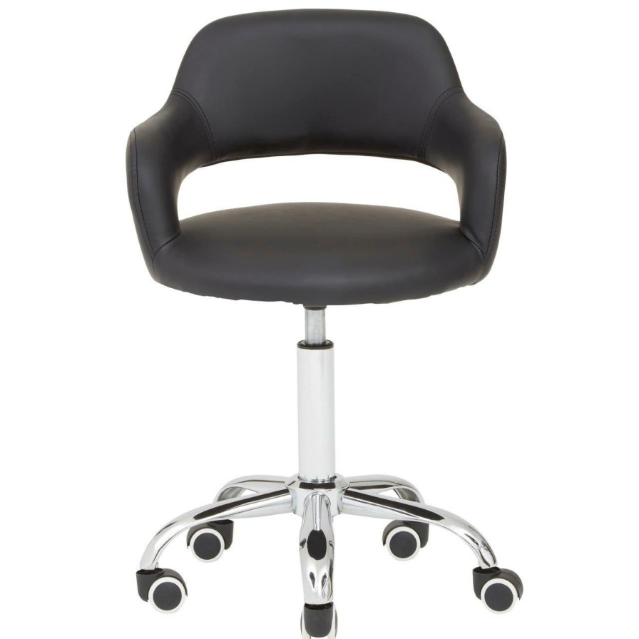 FURNITURE Premier Seating | Black Pu Home Office Chair With Curved Back