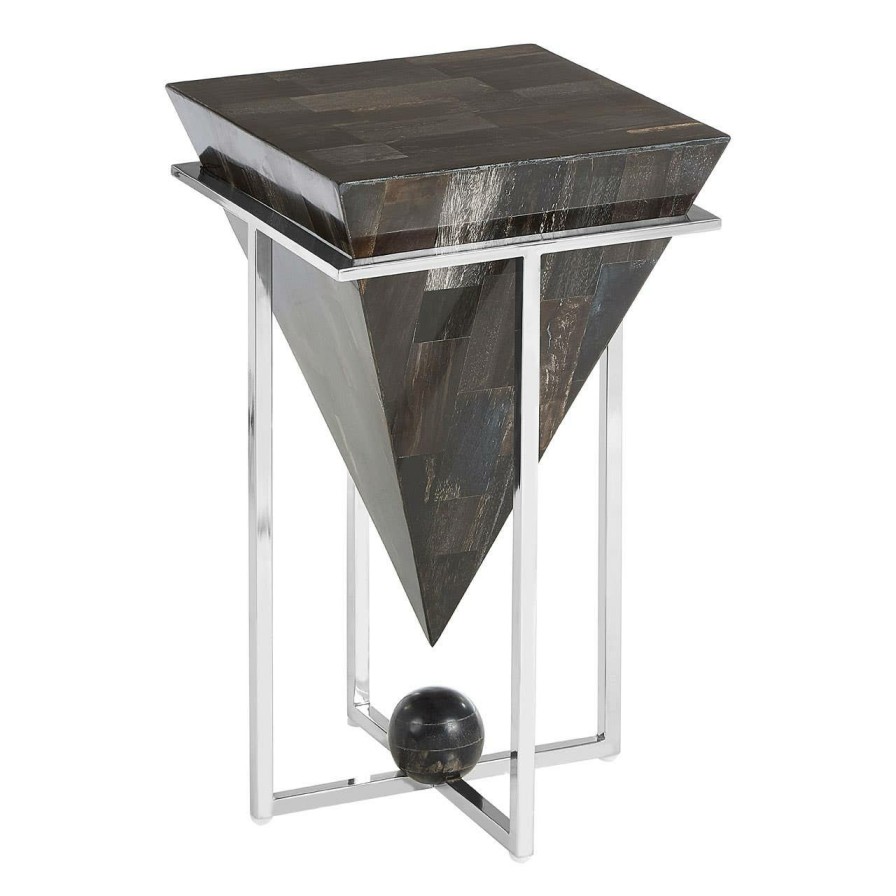 FURNITURE Fifty Five South Side Tables | Relic Small Dark Petrified Wood Side Table