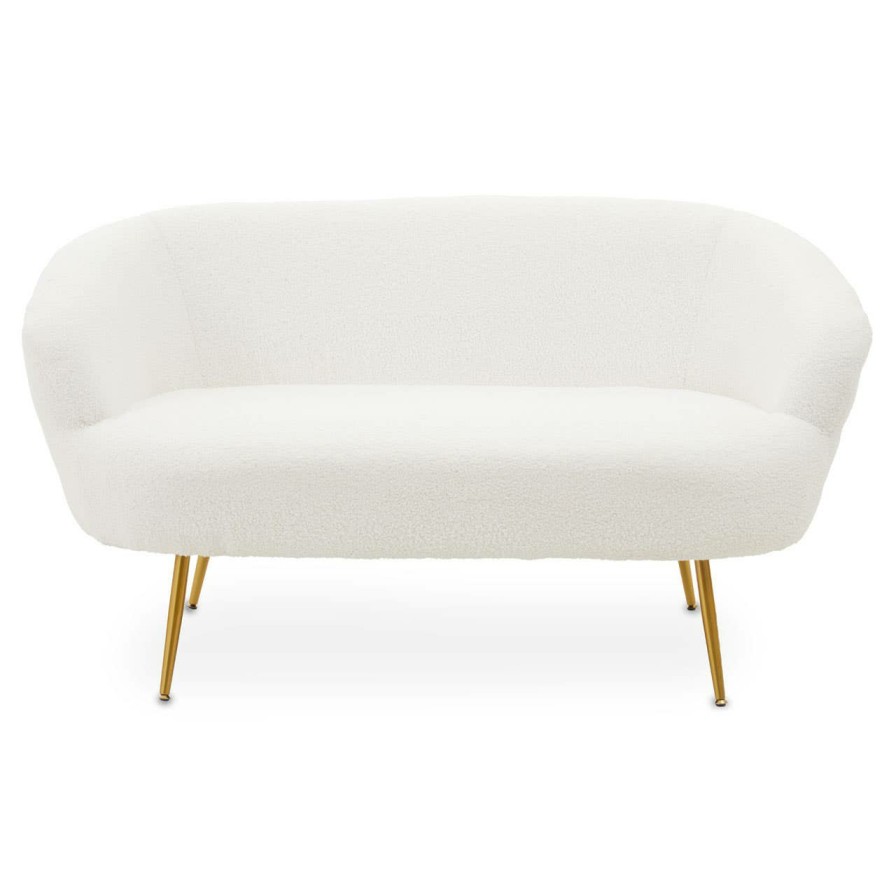 FURNITURE Fifty Five South Seating | Yazmin Two Seat Sofa With Gold Finish Legs