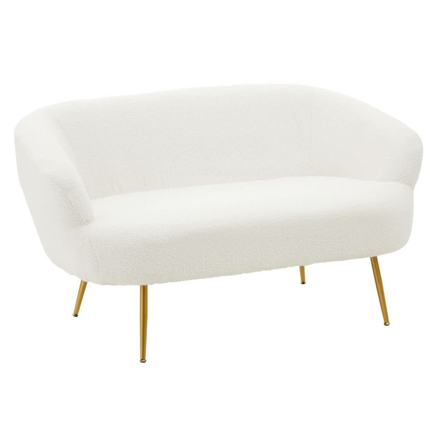 FURNITURE Fifty Five South Seating | Yazmin Two Seat Sofa With Gold Finish Legs