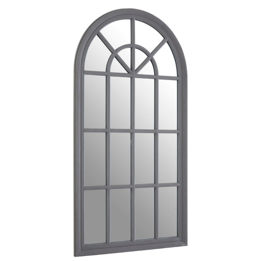 Bathe and Utility Premier Mirrors | Flat Wood Curved Window Grey Wall Mirror