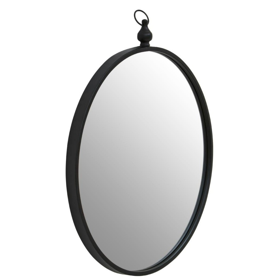 Bathe and Utility Premier Mirrors | Avento Black Wall Mirror With Circular Hook