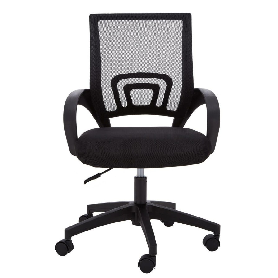 FURNITURE Premier Seating | Black Home Office Chair With Black Arms And 5 Wheeler Rolling Base