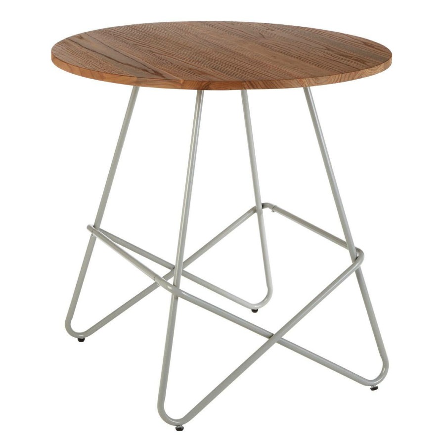 FURNITURE Premier Side Tables | District Grey Metal And Elm Wood Round Table