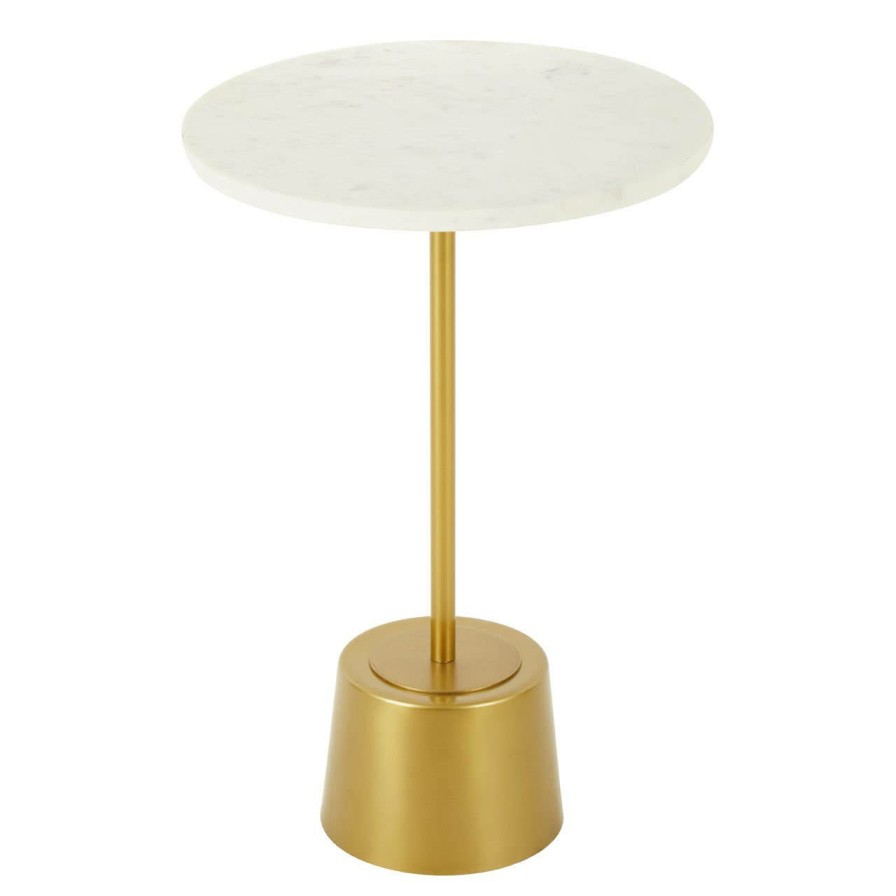 FURNITURE Fifty Five South Side Tables | Rabia Brass Finish Base Side Table