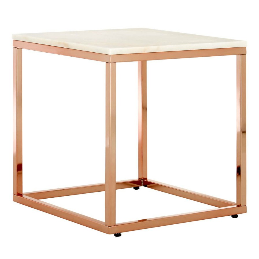 FURNITURE Premier Side Tables | Allure Square White Marble End Table