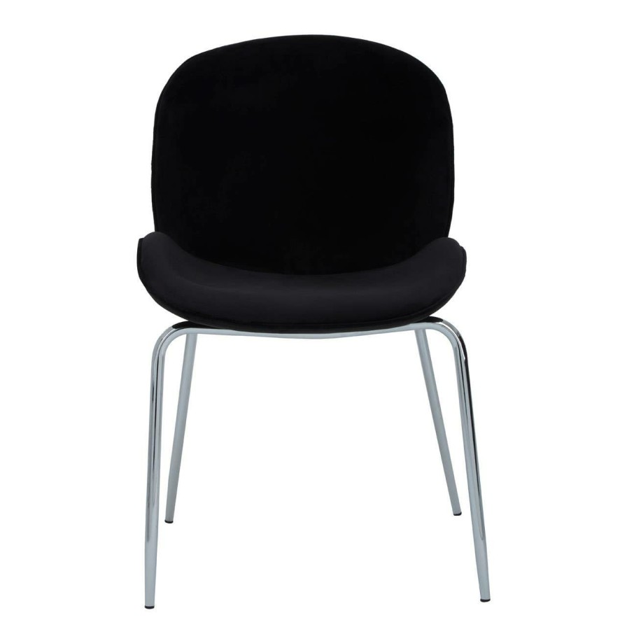FURNITURE Fifty Five South Seating | Tamzin Black Winged Chrome Finish Dining Chair