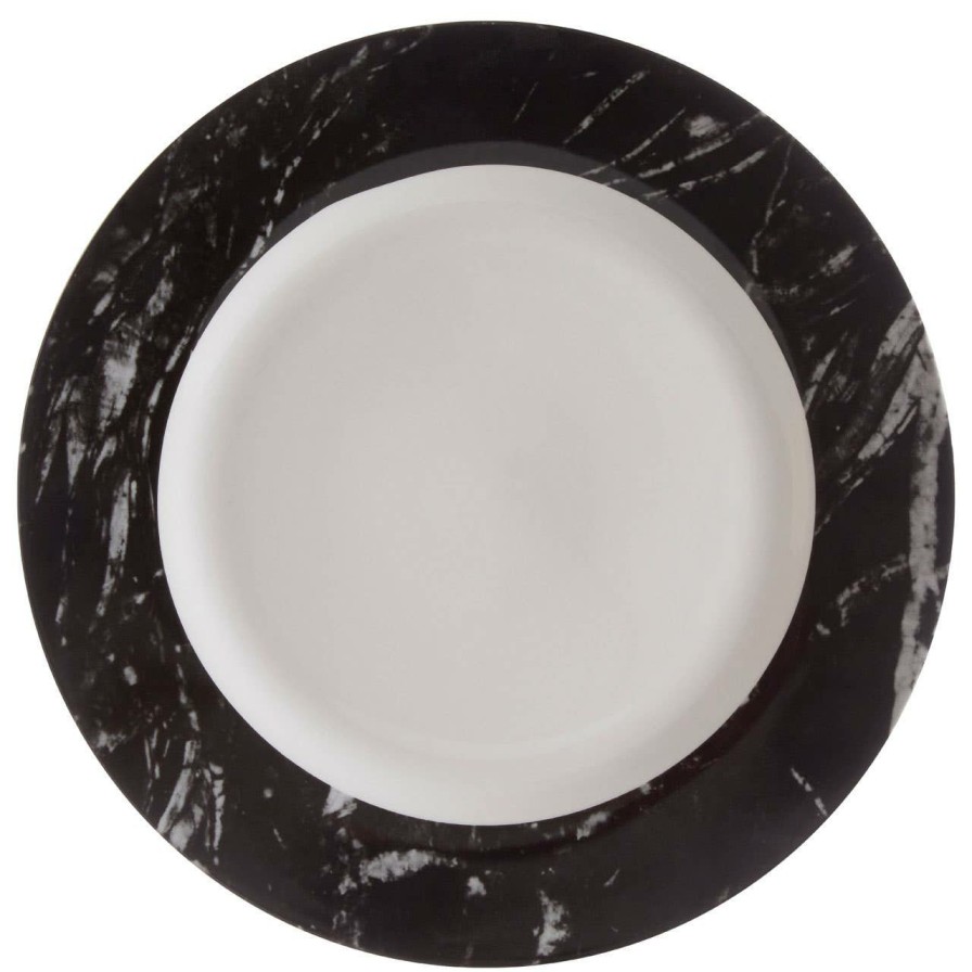 Kitchen and Dining Premier Dinner Sets | 16 Pc White And Black Marble Effect Dinner Set