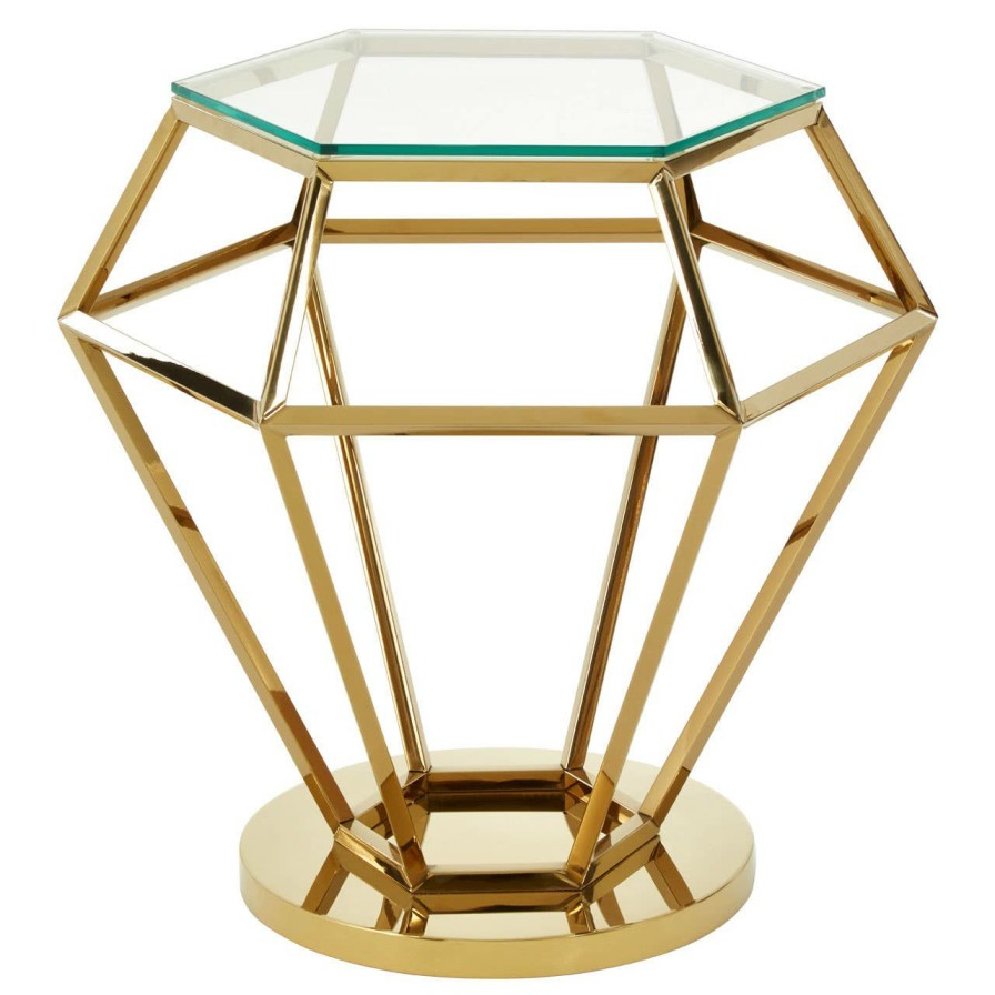 FURNITURE Premier Side Tables | Allure Small Gold Finish Diamond End Table