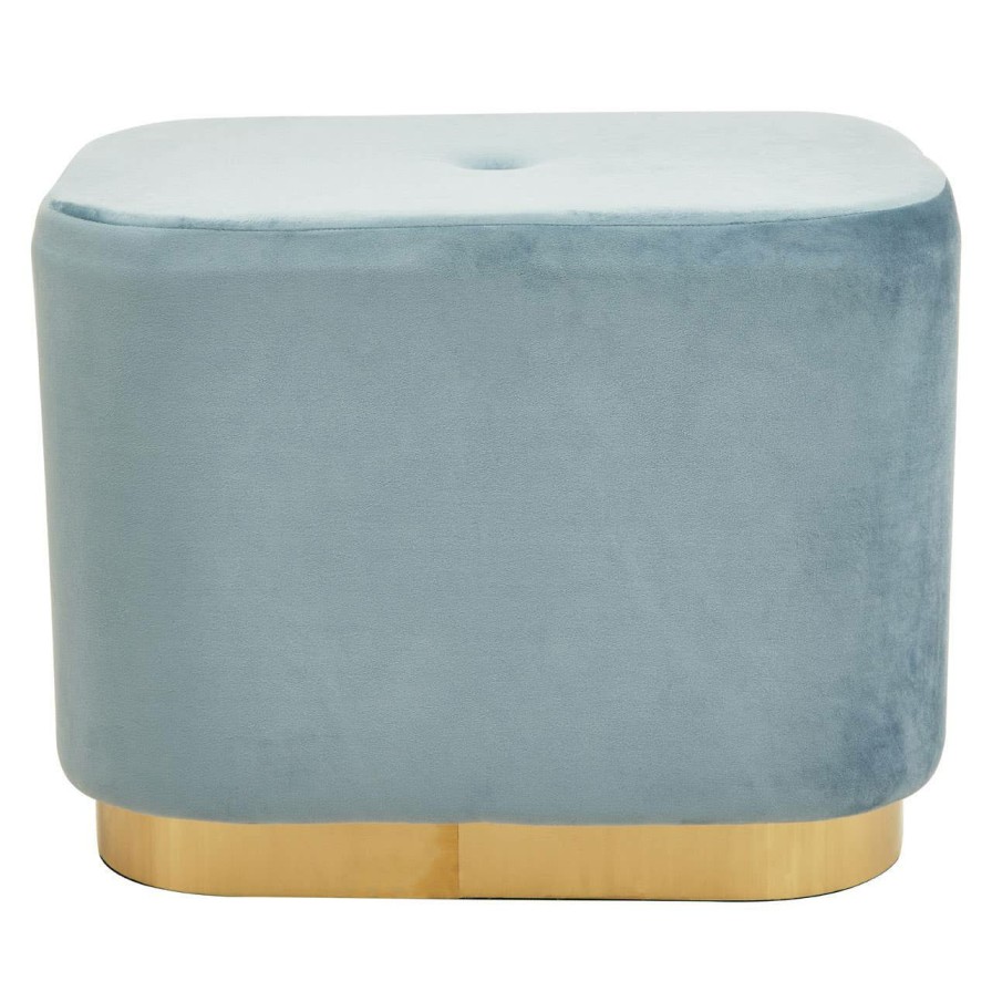 FURNITURE Fifty Five South Stools | Hartford Blue Stool With Matte Gold Base