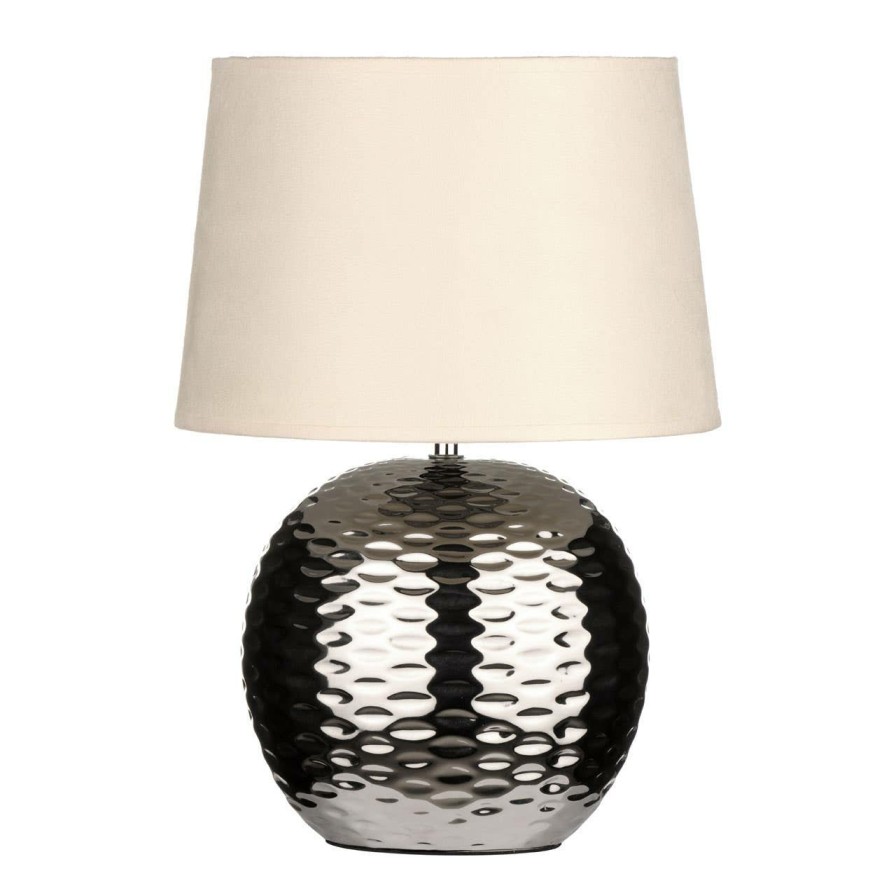 Accessories Premier Table Lamps | Beige Fabric Shade Dimple Effect Table Lamp