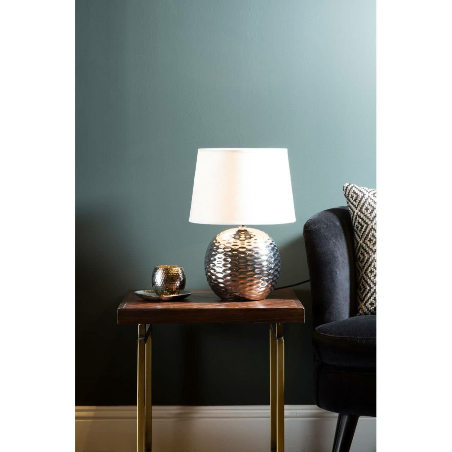 Accessories Premier Table Lamps | Beige Fabric Shade Dimple Effect Table Lamp