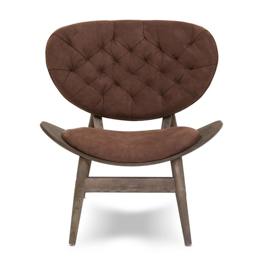 FURNITURE Fifty Five South Seating | Vinsi Brown Velvet Chair With Dark Elm