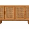 FURNITURE Fifty Five South Storage | Lyon 4 Door Natural Rattan And Oak Sideboard