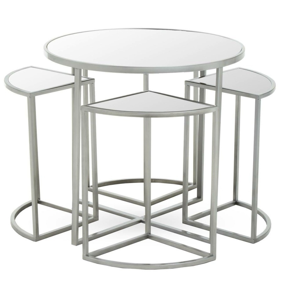 FURNITURE Premier Dining Tables | Farran 5Pc Silver Finish Iron Tables