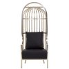 FURNITURE Fifty Five South Statement Chairs | Eliza Brushed Silver Dome Cage Chair
