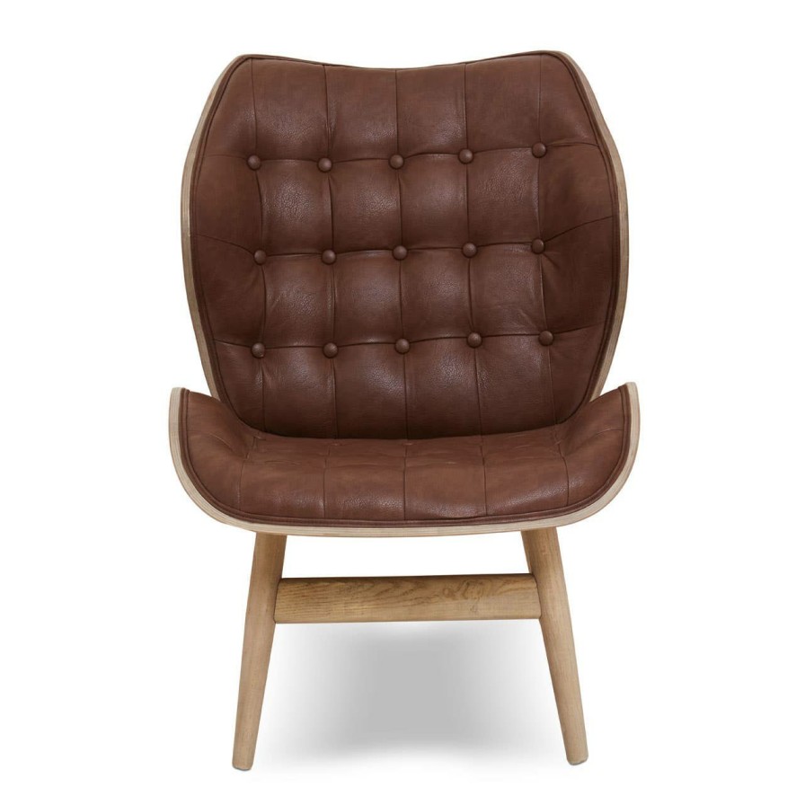 FURNITURE Fifty Five South Seating | Vinsi Brown Leather Effect Chair With Button Detail