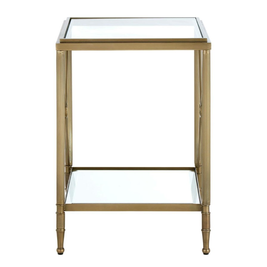 FURNITURE Fifty Five South Side Tables | Axis Square Gold Finish Side Table