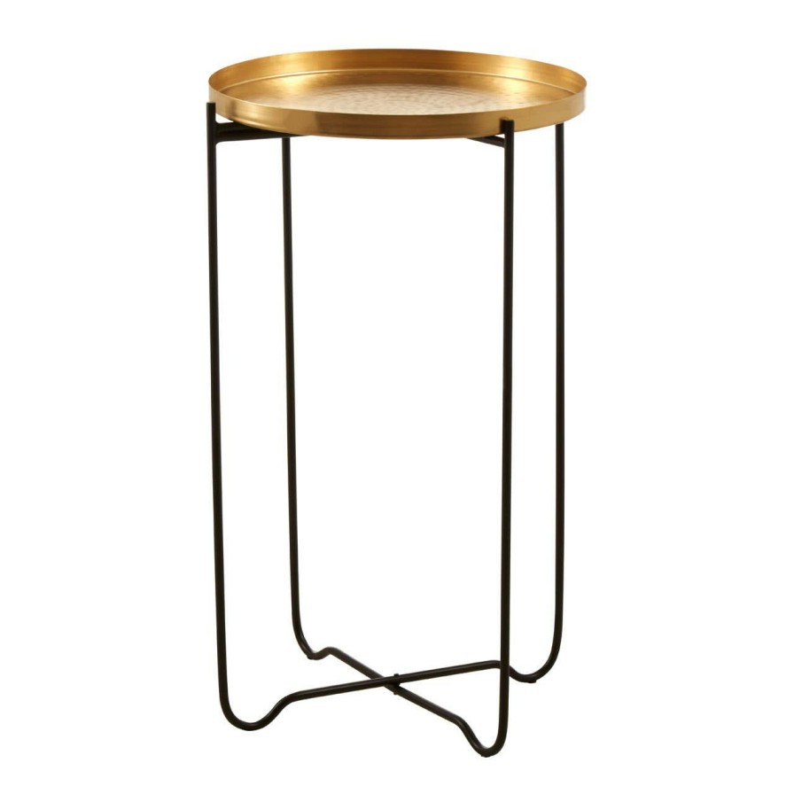 FURNITURE Fifty Five South Side Tables | Templar Gold Finish Round Top Side Table