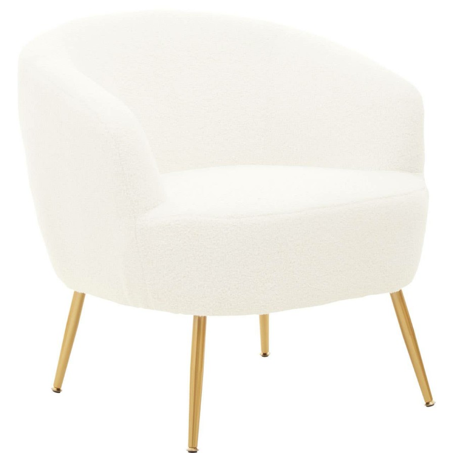 FURNITURE Fifty Five South Seating | Yazmin Curved Armchair With Gold Finish Legs