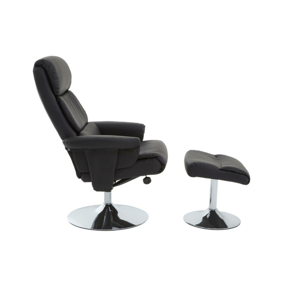 FURNITURE Premier Seating | Denton Black Leather Effect Chair And Footstool