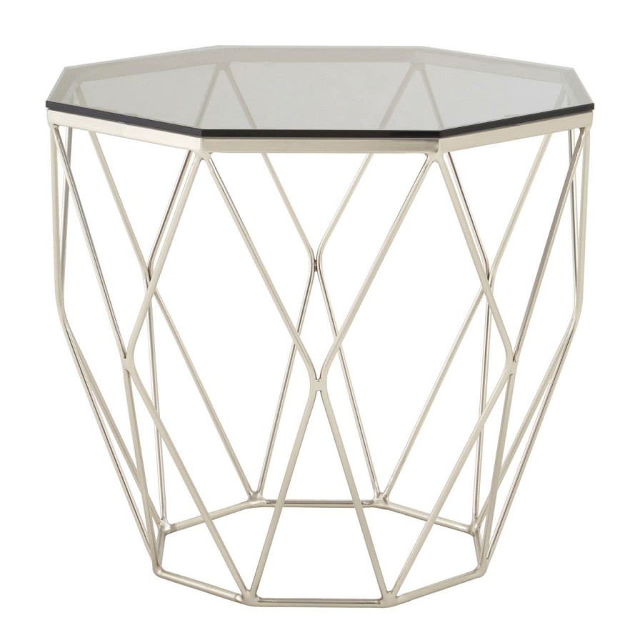 FURNITURE Premier Side Tables | Allure End Table With Brushed Nickel Base