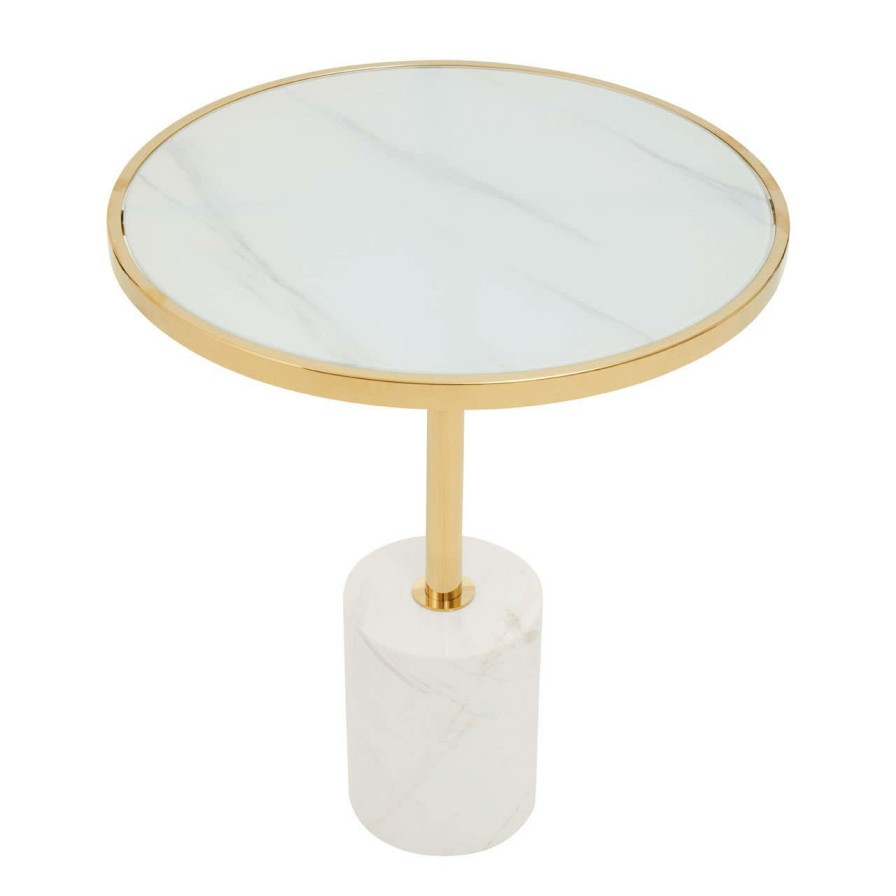 FURNITURE Fifty Five South Side Tables | Oria White Marble End Table