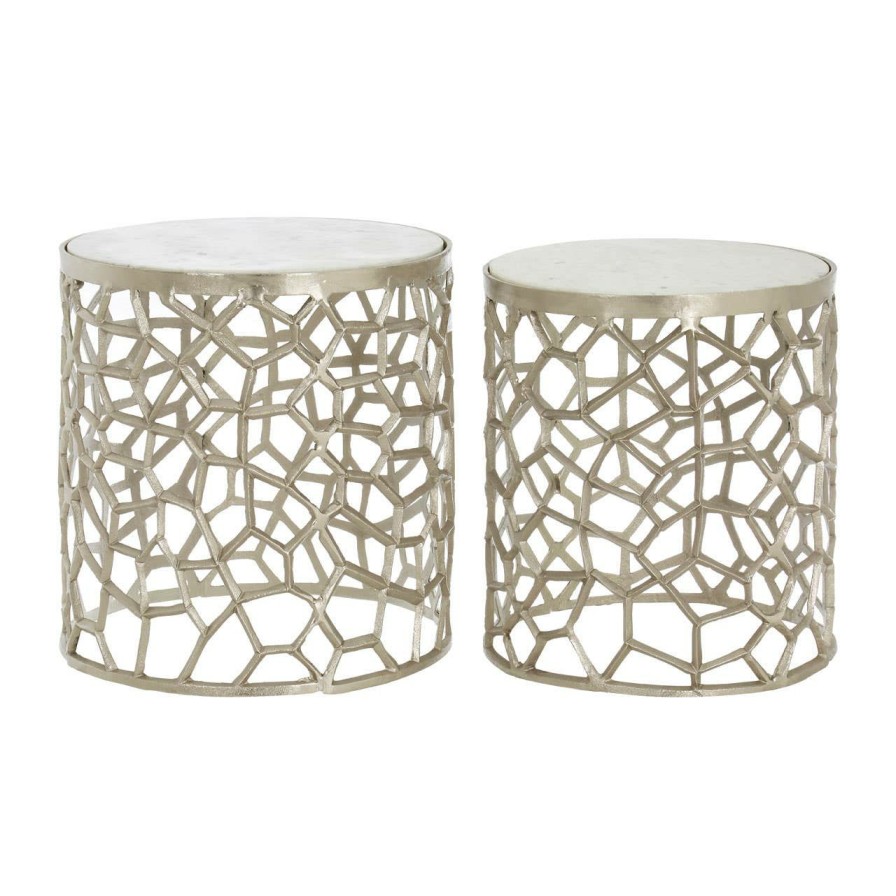 FURNITURE Premier Side Tables | Templar Nickel And Marble Side Tables