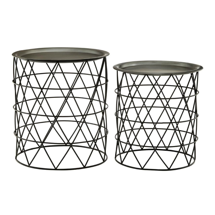 FURNITURE Fifty Five South Side Tables | Set Of Two Templar Zinc And Black Iron Tables