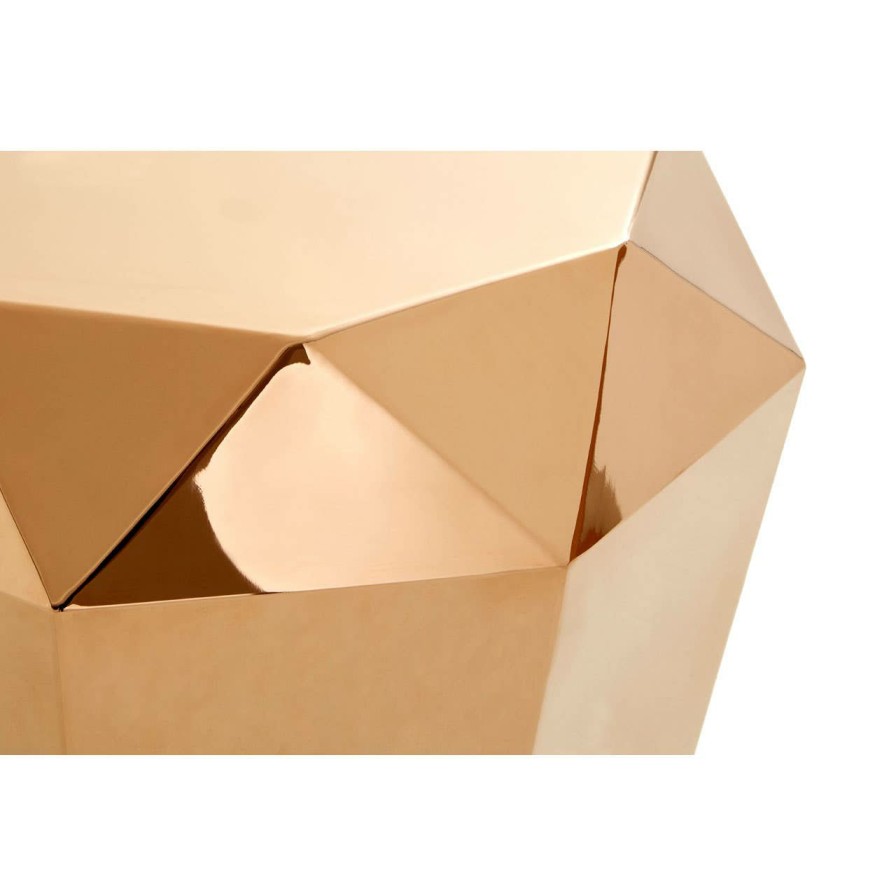FURNITURE Premier Side Tables | Allure Rose Gold Diamond Cut End Table