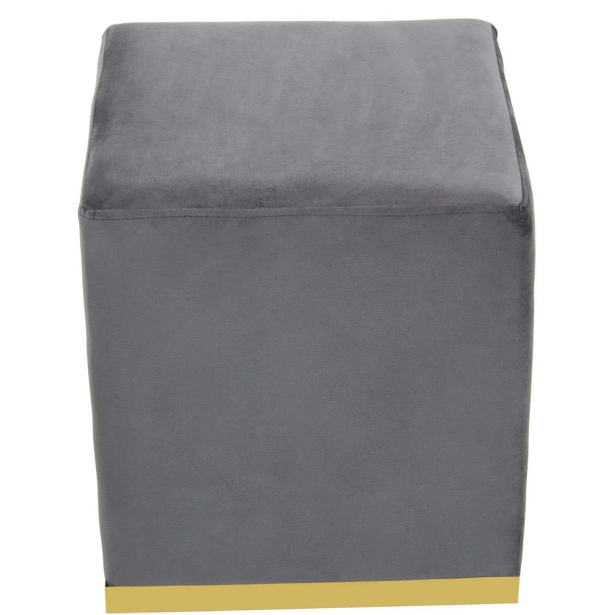 FURNITURE Fifty Five South Seating | Hagen Grey And Gold Square Stool