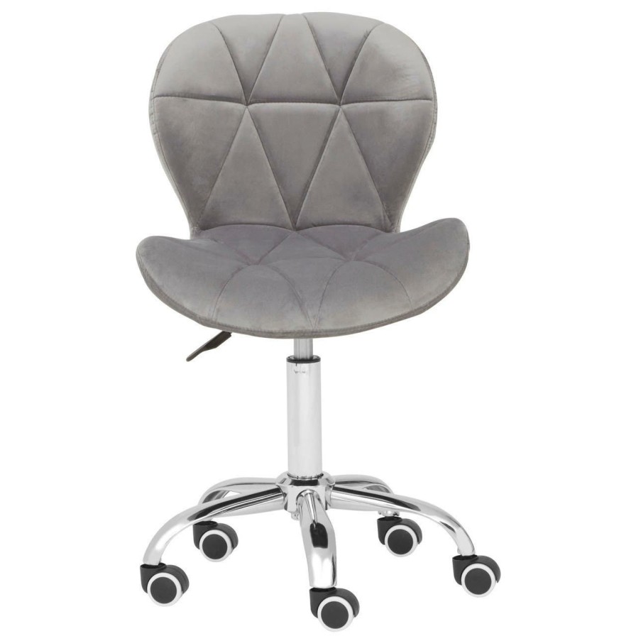 FURNITURE Premier Seating | Grey Velvet Quilted Home Office Chair