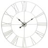 Accessories Fifty Five South Wall Clocks | Genova Large Silver Metal Roman Numeral Wall Clock
