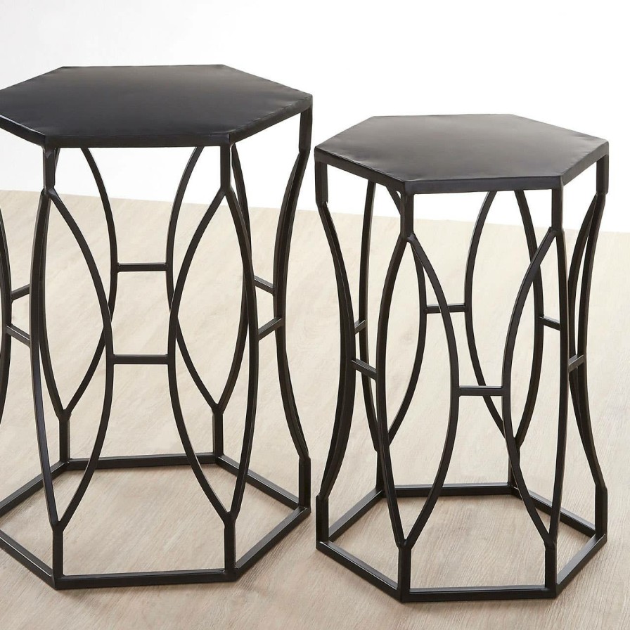 FURNITURE Premier Side Tables | Avantis Concave Black Tables