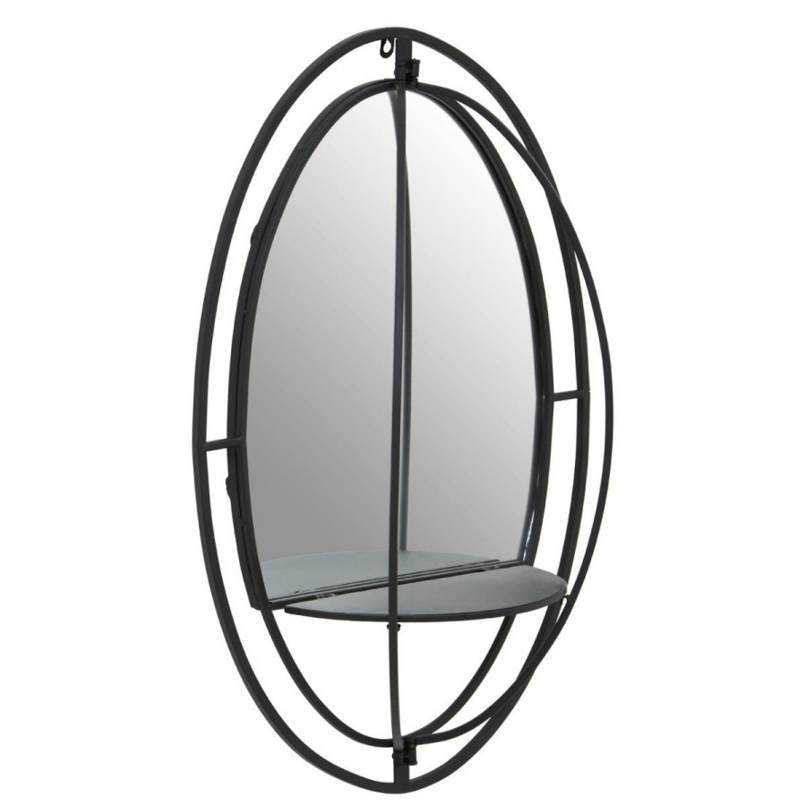 Bathe and Utility Premier Mirrors | Avento Oval Shelved Black Wall Mirror