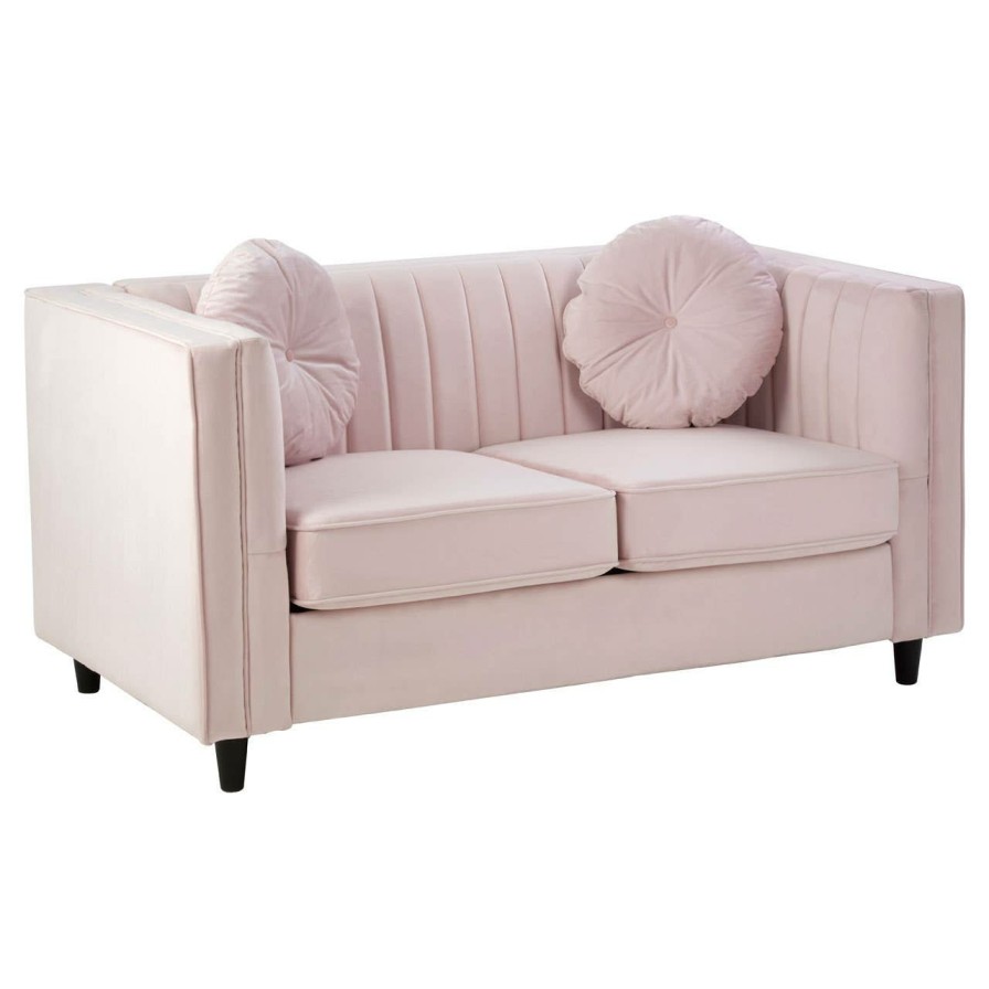 FURNITURE Premier Seating | Farah 2 Seat Pink Velvet Sofa