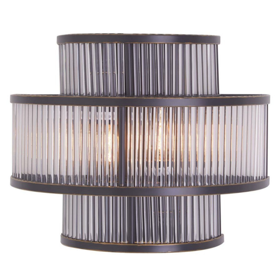 Accessories Fifty Five South Wall Lights | Salasco 3 Tier Black Finish Glass Wall Light