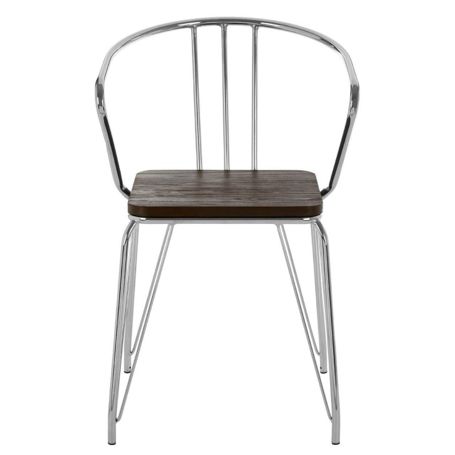 FURNITURE Premier Seating | District Chrome Metal And Elm Wood Arm Chair