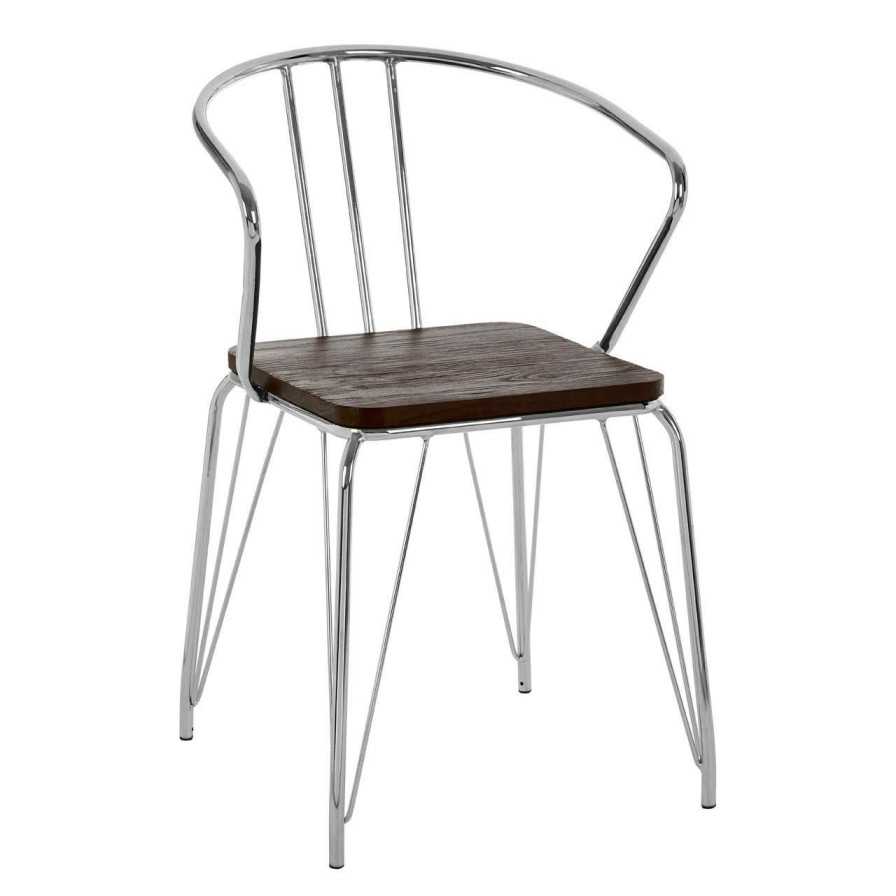 FURNITURE Premier Seating | District Chrome Metal And Elm Wood Arm Chair