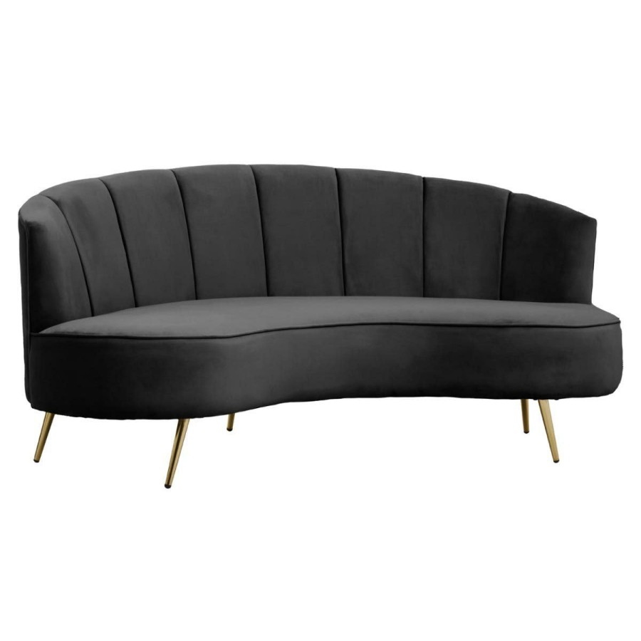 FURNITURE Premier Seating | Hasna Three Seat Black Velvet Sofa
