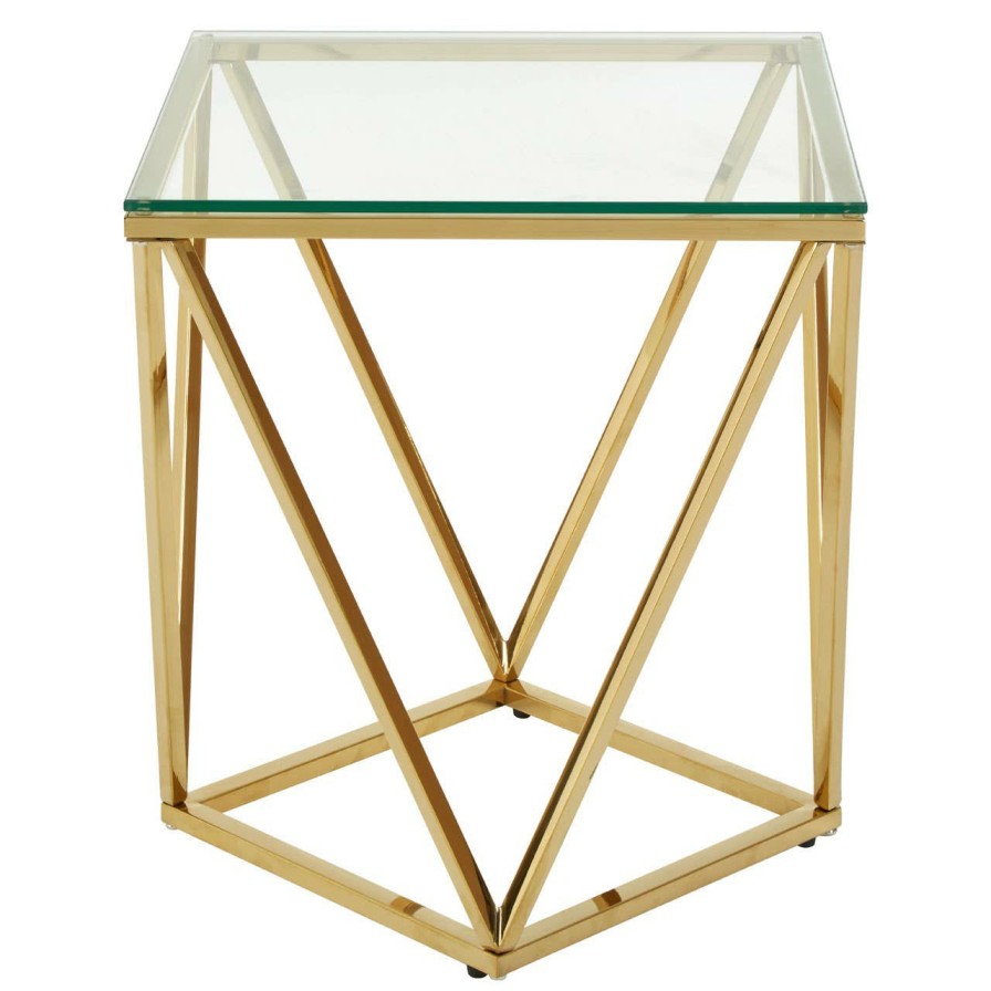 FURNITURE Premier Side Tables | Allure Small Gold Finish Twist End Side Table