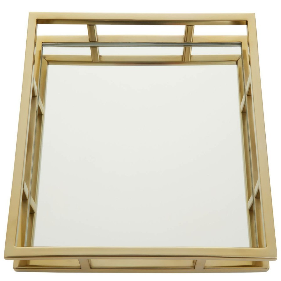 Accessories Fifty Five South Trays and Coasters | Cruzar Square Gold Finish Tray