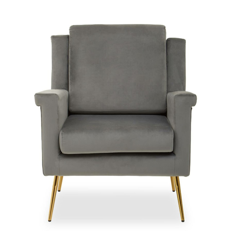 FURNITURE Fifty Five South Seating | Salma Grey Velvet Armchair